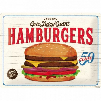 Placa metalica - Hamburgers - 30x40 cm 