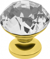Buton pentru mobila cristal CRPB finisaj auriu lucios+cristal transparent D 30 mm 