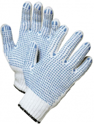 Manusi de Protectie PROTEK din Tricot Albastru cu Alb cu Picou Dublu Material Fibre Mixte - TEM800024 