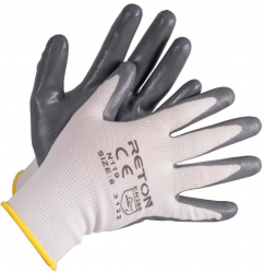 Manusi de Protectie PROTEK Gri Marimea 10 cu Cauciuc din Poliester - TEM805273 
