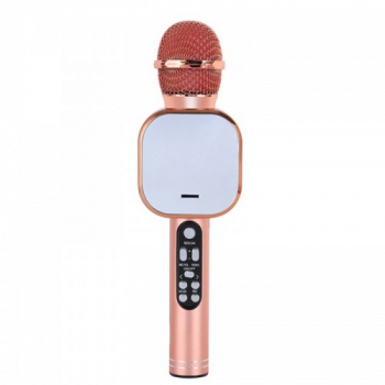 Microfon Wireless KlaussTech Karaoke Portabil Bluetooth Card TF USB Roz 