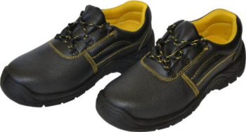 Pantofi de Protectie PROTEK Marime 43 cu Bombeu Metalic Piele de Bovina Negru/Galben - TEM800605 