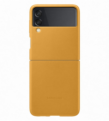 Husa piele Samsung Leather Cover pentru Samsung Galaxy Z Flip 3 5G Mustard 