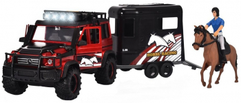 Set Dickie Toys Horse Trailer masina Mercedes-Benz AMG 500 cu remorca si figurine 