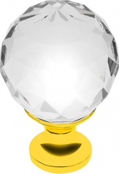 Buton pentru mobila cristal CRPA finisaj auriu lucios+cristal transparent D 30 mm 