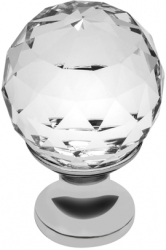 Buton pentru mobila cristal CRPA finisaj crom lucios+cristal transparent D 30 mm 