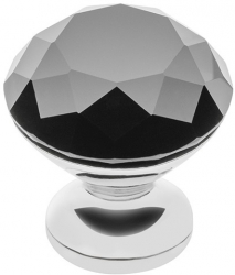 Buton pentru mobila cristal CRPB finisaj crom lucios+cristal negru D 25 mm 