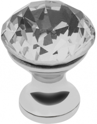 Buton pentru mobila cristal CRPB finisaj crom lucios+cristal transparent D 25 mm 