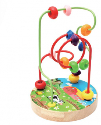 Jucarie educativa cu baza din lemn labirint motric bile din plastic colorate JMB-BBL4081 
