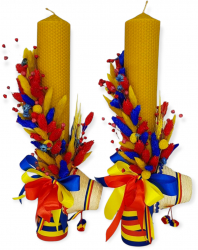 Set 2 lumanari cununie tricolor 40 cm Crioflora 