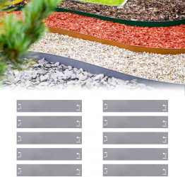 Set de 10 borduri de gazon din metal cu o inaltime de 18 5 cm si o lungime de 12 m 