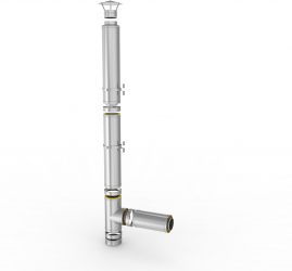 Cos Fum Bronox din inox dublu perete complet echipat D 120mm H 5m suspendat 