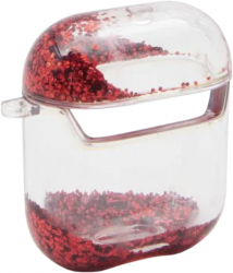 Husa silicon pentru Apple AirPods 1 / 2 Glitter Rosu-Transparent SSY-BBL4117 