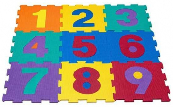 Set 9 bucati de puzzle podea pentru copii cu imprimeu Numere din spuma EVA 31 5x31 5 cm multicolor 