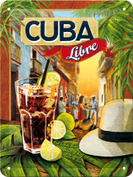 Placa metalica - Cocktail Time - Cuba Libre - 15x20 cm