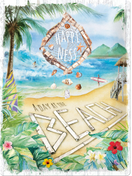 Placa metalica Happiness is a day at the beach 
