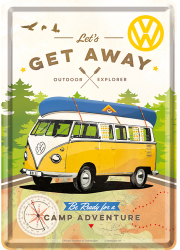 Placa metalica - VW - Get Away - 10x14 cm 