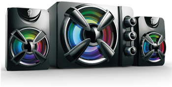 BOXE SPACER Gaming 2.1 RMS 11W 2 x 3W Plus 5W control volum bass si inalte subwoofer lemn MDF 14 x LED USB power black 