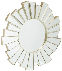 Oglinda decorativa rotunda Sun J02 rama aurie cu raze de soare 40 cm 