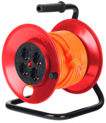 Rola Cablu Prelungitor pe Tambur Lungime 25m 3 Fire de 2.5 mm 4 Prize Culoare Rosu 