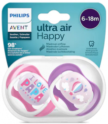 Set 2 suzete Philips Avent SCF08004 Ultra Air 6-18 luni Roz Mov 