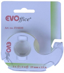 Banda Adeziva EVOffice de 19mm cu Dispenser Plastic Transparent - EVBDPT 