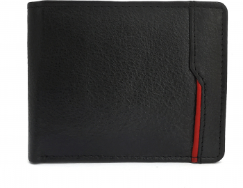 Portofel piele barbati slim minimalist negru port carduri RFID pentru bancnote de 5 10 20 50 PersonalStyle 00P006 
