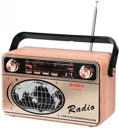 Radio Portabil FM/AM/SW AUX USB Bluetooth TF Card 10 W Control volum 9 x 21 5 x 13 cm Lemn Maro 