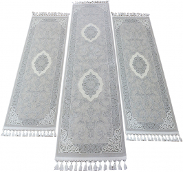 Set 3 covoare Deluxe Gri cu franjuri 1X 60 X 200 cm si 2x 60 X 150 cm 