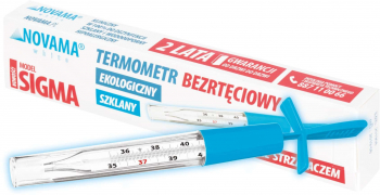 Termometru clasic ecologic Novama White Sigma cu Galinstan din sticla fara mercur fara baterii cu agitator Alb 
