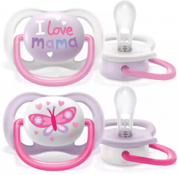 Suzete Philips-Avent SCF080/02 ultra air 0-6 luni Ortodontice fara BPA set 2 buc I love mama Roz 