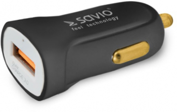 Incarcator auto rapid Savio Quick Charge 3.0 12/24v chipset Qualcomm negru