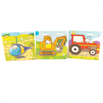 Set 3 Puzzle din lemn vehicule 7Toys