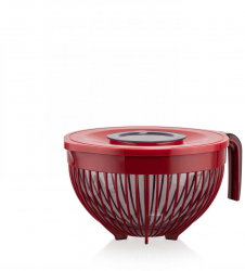 Bol mixare cu capac si maner diametru 21cm capacitate 3 L sistem anti stropire plastic Rosu 