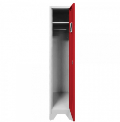 VESTIAR METALIC CU PICIOARE SI 1 USA COLOR ROSU 300x500x1920 mm LxlxH Asamblat PLUS 