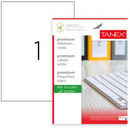 Etichete Autoadezive A4 Tanex 1/Coala Colturi Drepte 100 Coli/Top 210x297 mm - LCMTW2000 