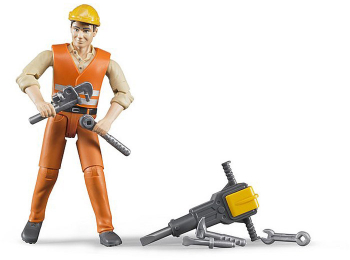 Figurina muncitor constructii cu accesorii Bruder 