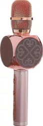 Microfon Klausstech Karaoke cu Bluetooth 4.0 6 W 4&Omega 100Hz - 10kHz Acumulator Li-ion 2200 mA Alimentare USB Difuzor Roz 