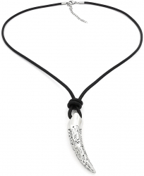 Pandantiv Viking Tribal Colt Inox argintiu cu snur piele negru PersonalStyle 