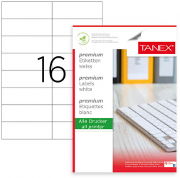 Etichete Autoadezive A4 Tanex 16/Coala Colturi Drepte 100 Coli/Top 105x37 mm - LCMTW2105 