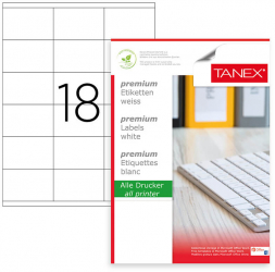 Etichete Autoadezive A4 Tanex 18/Coala Colturi Drepte 100 Coli/Top 70x46 mm - LCMTW2218 