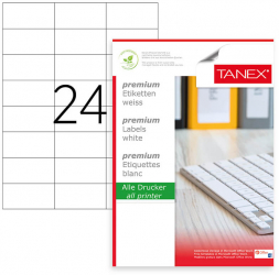 Etichete Autoadezive A4 Tanex 24/Coala Colturi Drepte 100 Coli/Top 70x37.125 mm - LCMTW2037 