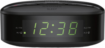 Radio Philips Portabil Digital cu ceas Afisaj LED 2 Alarme Radio FM Functie Snooze Temporizator Standby Modern Negru 