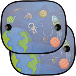 Set 2 parasolare auto cu imprimeu Space fixare ventuze 44x36 cm Multicolor JMB-BBL4544 