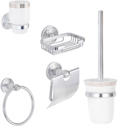 Set accesorii baie TRENDY and rsquo S 5 piese argintiu 