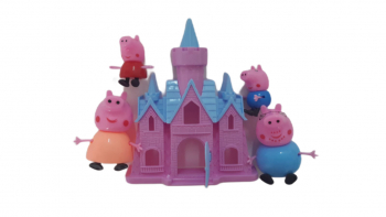 Set figurine asamblabile Peppa Pig Happy Family din seria Peppa Pigs Toy Roz NRS-BBL4720 