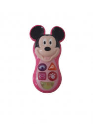 Telefon mobil interactiv de jucarie pentru copii cu Mickey Mouse butoane sunete si lumini 14cm plastic Roz NRS-BBL4726