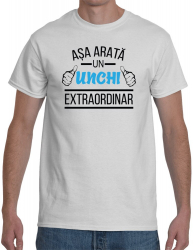 Tricou personalizat Asa arata un UNCHI extraordinar Alb marimea L 
