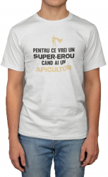 Tricou personalizat Supererou Apicultor alb L 
