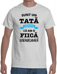 Tricou personalizat Tata mandru ca am o fiica Alb marimea S 